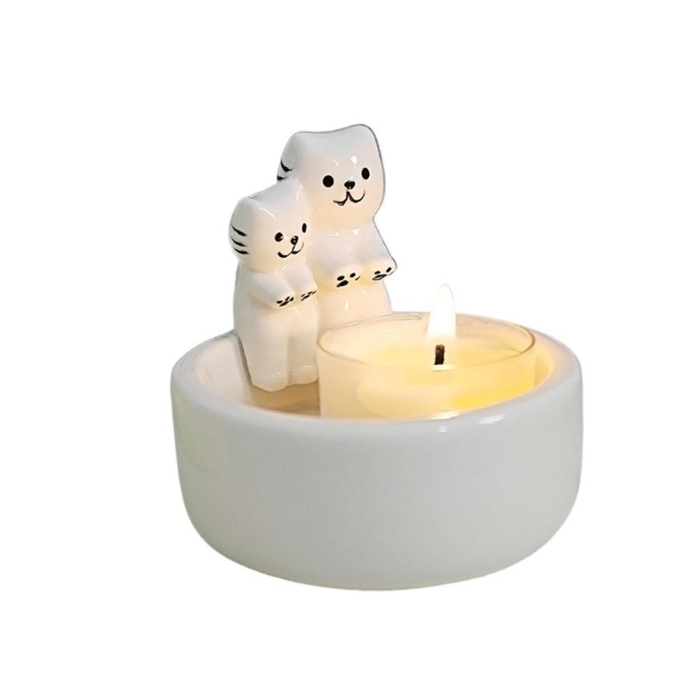 Nordic Style Cartoon Animal Candle Holder Ceramic Tealight Holder INS Desktop Candelabrum  Holiday