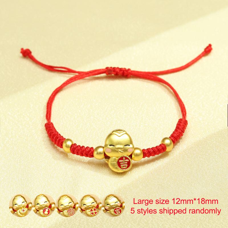 Модный браслет на удачу в год змеи из красной веревки, плетеный браслет в китайском стиле со знаком зодиака змея, мультяшный милый браслет со змеей, новогодний подарок