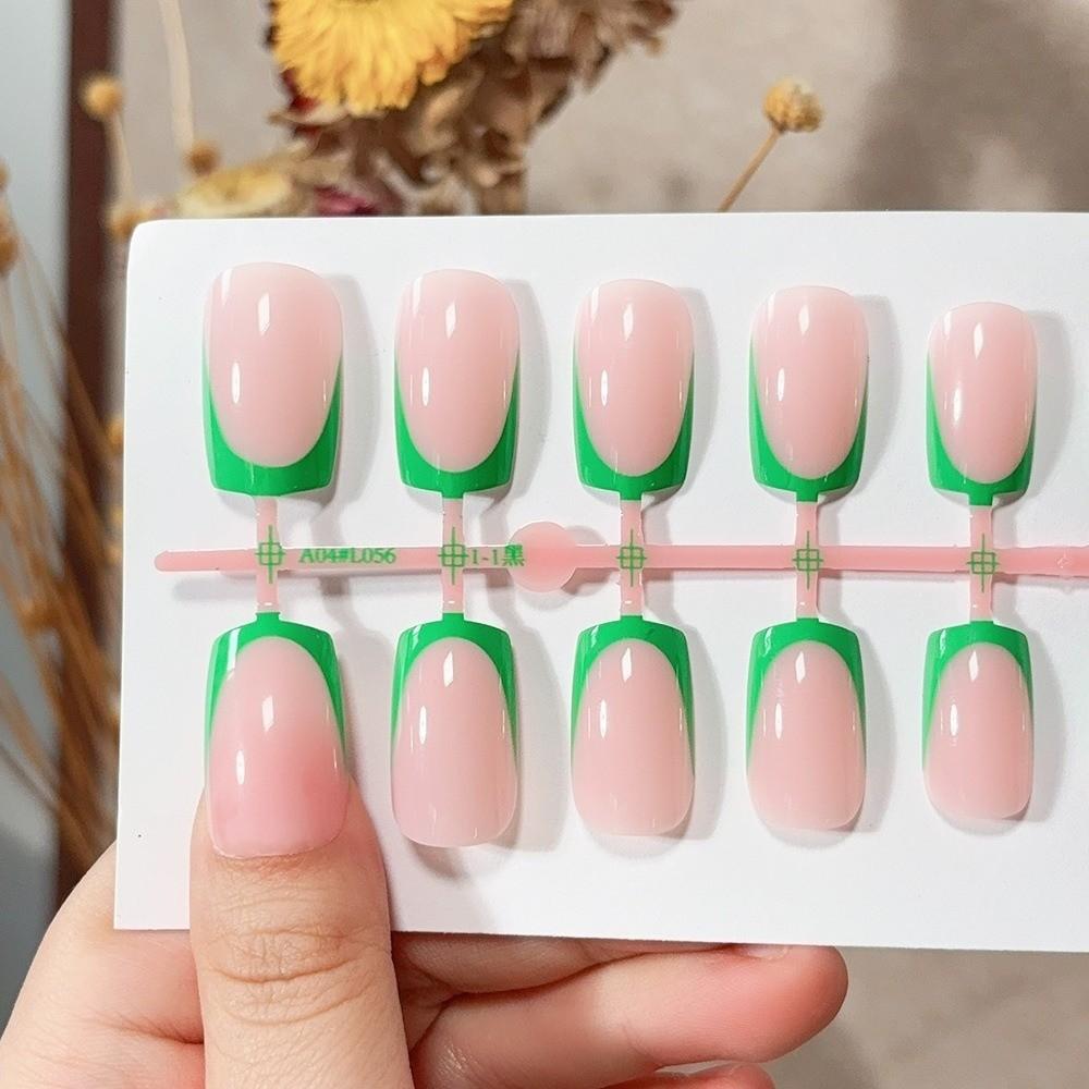 30Pcs Medium Length Press On Nails Nude Pink Fake Nails Simple French Tip Nails For Girl