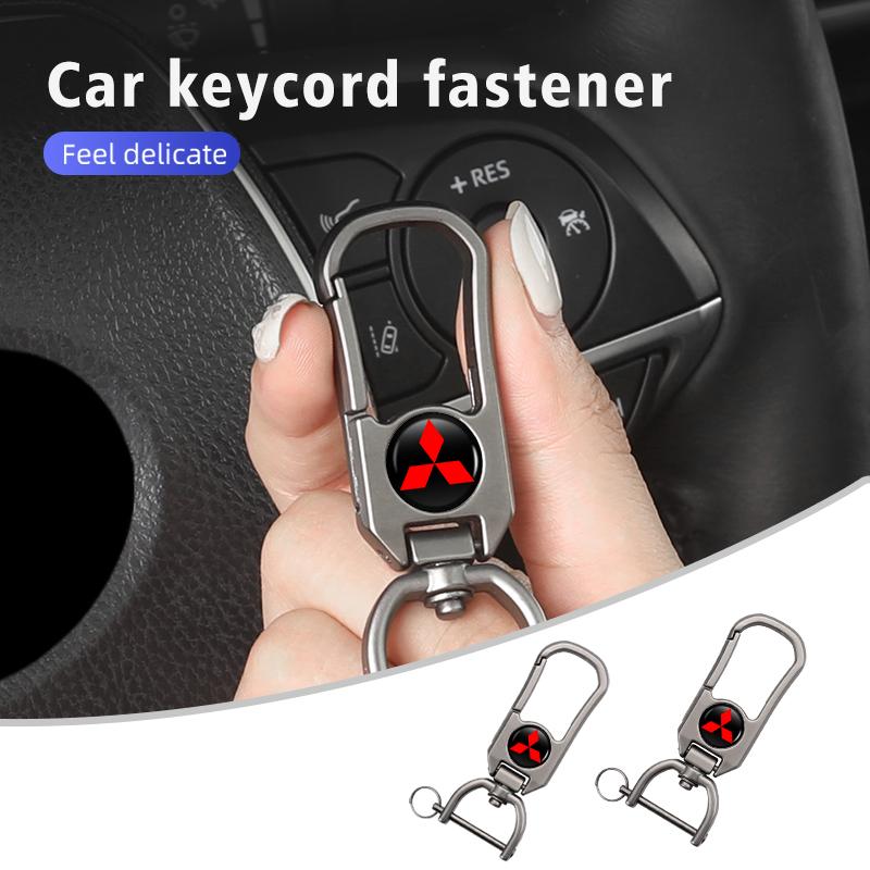 For Mitsubishi Aluminum Alloy Car Styling Keychain Emblems Keyring Key Decoration Ring Outlander Lancer L200 ASX Pajero Grandis