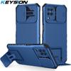 KEYSION Противоударный чехол для Samsung A12 A22 4G A22S A42 5G Push Pull Защита камеры с подставкой для телефона Galaxy M32 M12