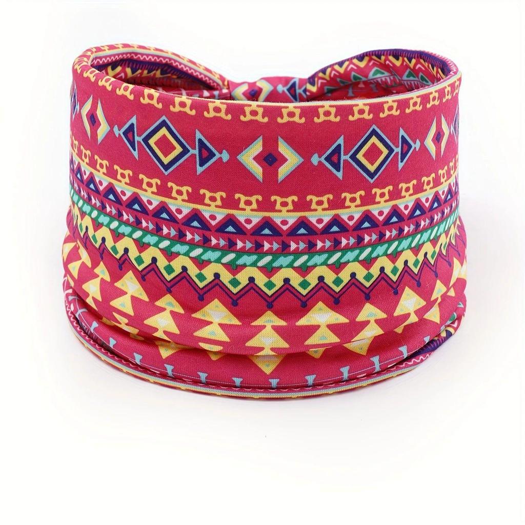 Женская богемная повязка для йоги с узором «кешью» - Впитывающая пот, эластичный хлопковый аксессуар для волос