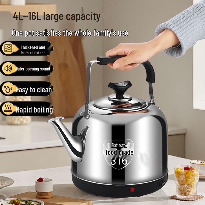 Электрический чайник из нержавеющей стали большой емкости с автоотключением и свистком