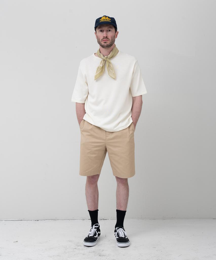 MANNERGRAM [Half Set Japanese Imported Fabric] Single-Pleat High-Density Cotton Half Pants Light Beige