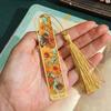 1 Pc Retro Floral Painting Metal Bookmark Hollow Bronzing Bookmark with Tassel Stationery Gifts for Book Club Reader