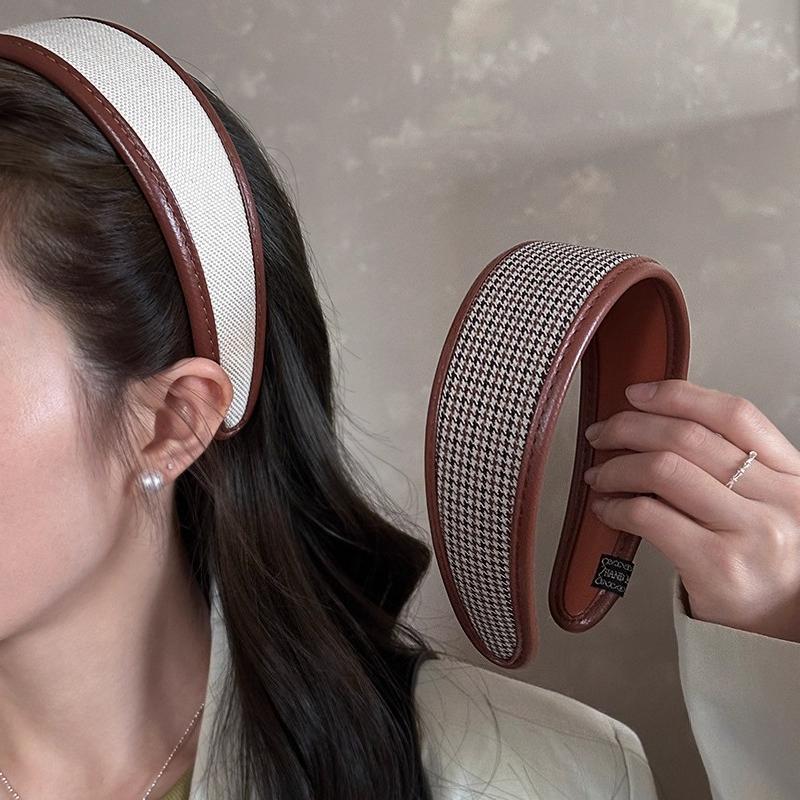 Обруч для волос во французском стиле, ретро кожаные широкие повязки на голову, женская повязка на голову, женский головной убор для умывания и макияжа, аксессуары для волос
