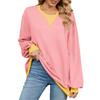 Spring and Autumn Women's Plus Size Color Collision Round Neck Loose Long Sleeve Sweatshirt Top