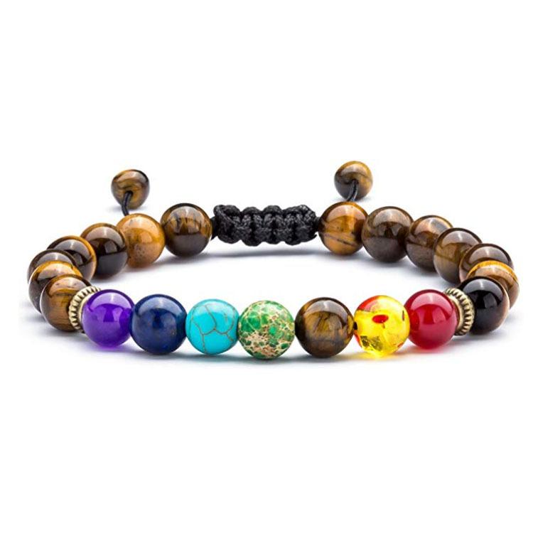 1 Pc Personalized Fashion Men's Non Fading Tiger Eye Woven Yoga Wheel Bead Bracelet Ornaments