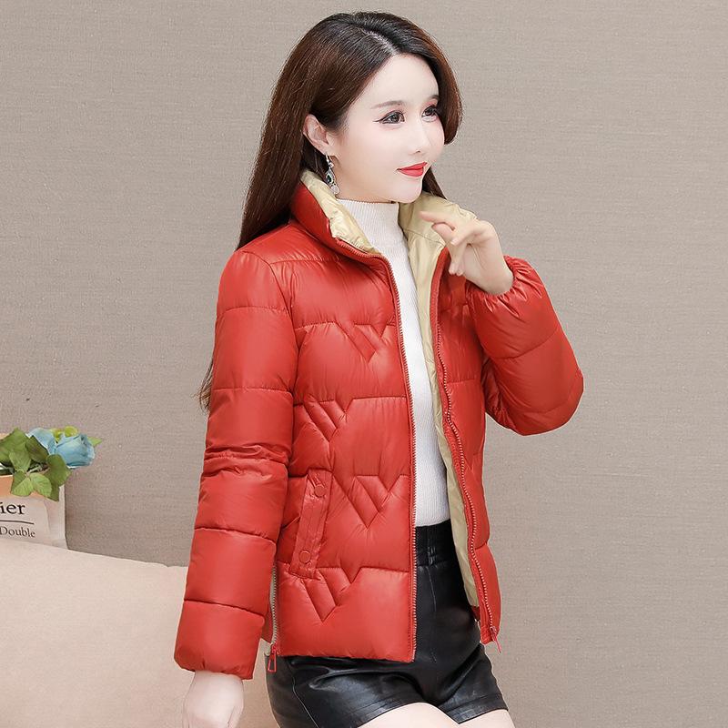 VEZFAA Women's Fashion Casual Fall Winter Solid Color Print Long Sleeve Jackets & Coats Down Coats