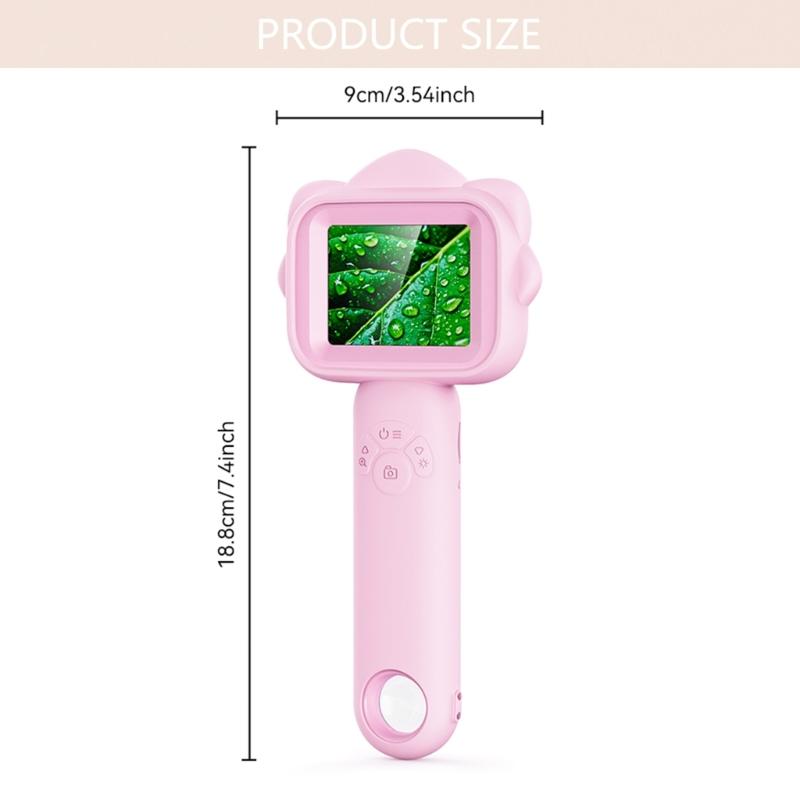 Digital Microscope 2.4inch IPS Color Screen 500x Magnification Portable Handheld Magnifying Glass with LED Light for Kid
