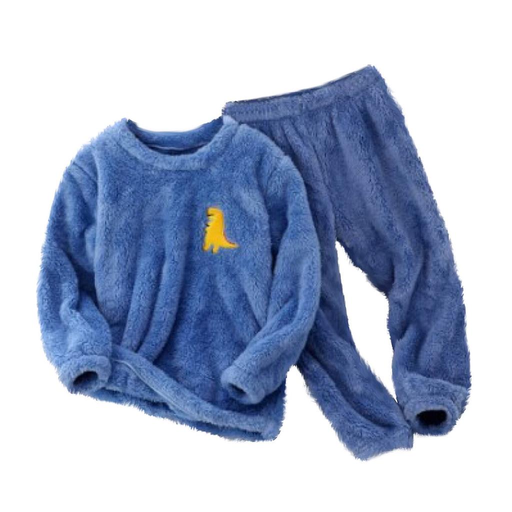 Детский коралловый бархатный пижамный комплект Детская домашняя одежда для лица