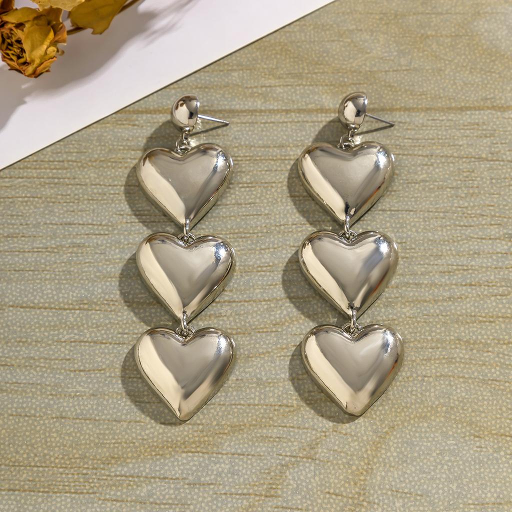Layered Big Heart Pendant Drop Earrings for Women Trendy Large Long Hanging Earrings 2026 Fashion Jewelry Accessories Girls Gift
