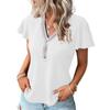 VEZFAA Women's Fashion Casual Summer Spring Solid Color Print Short Sleeve V-Neck Blouses & Shirts