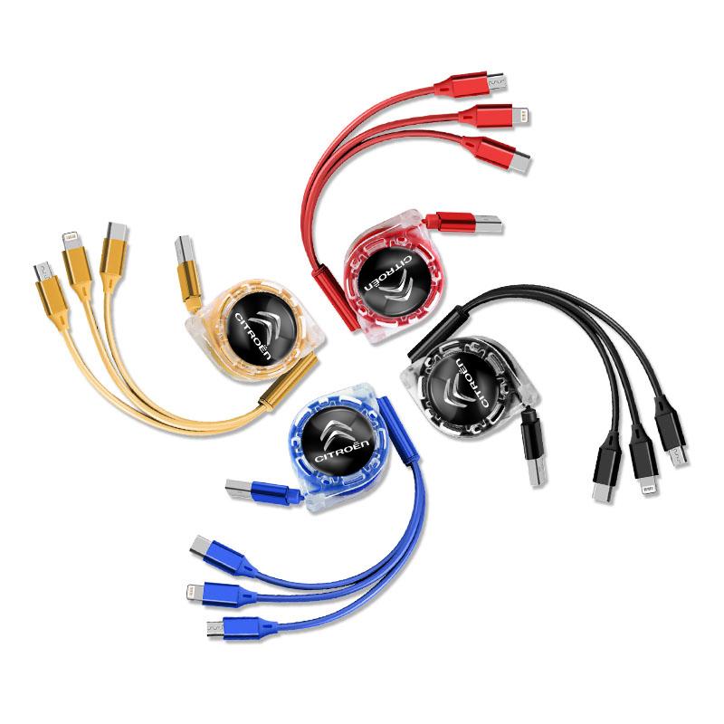 FRPM6 3 In 1 Micro USB Type C Charging Cable Multi Charger For Citroen C1 DS3 C2 C3 Vts C4 Saxo C4L C5 C6 C8 Xsara C3-XR Picasso SEGA