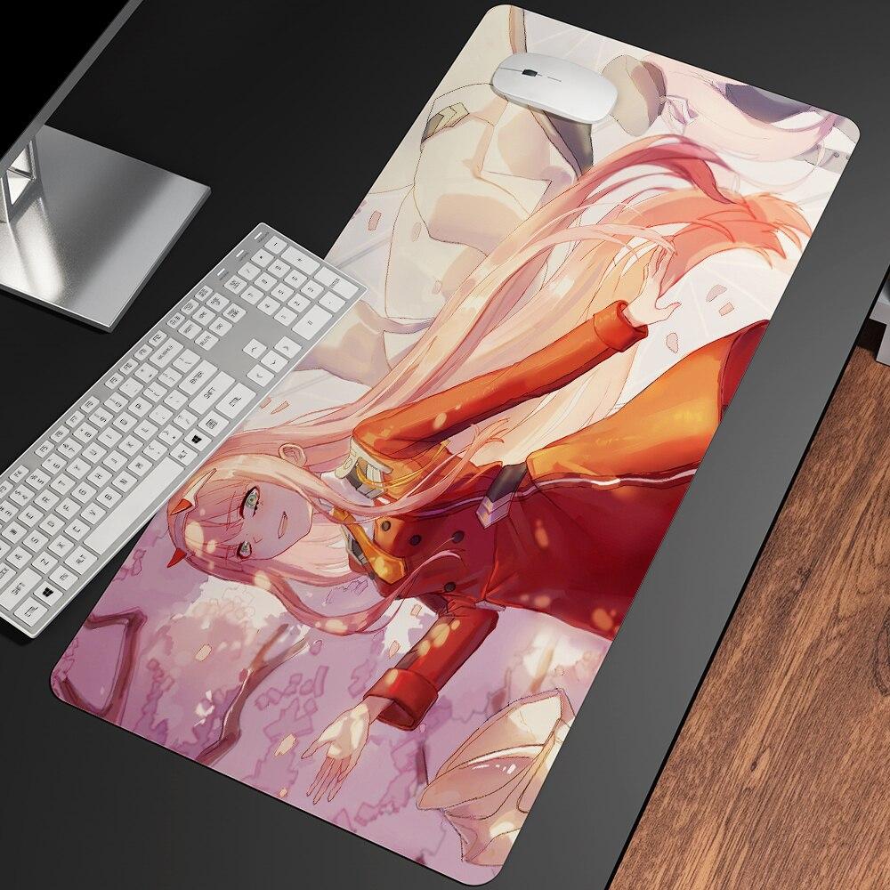 Сексуальный аниме «Дорогая в FranXX», офисные мыши, геймерские мягкие коврики для мыши с запирающимся краем, большой коврик для мыши, мультяшные офисные коврики для клавиатуры