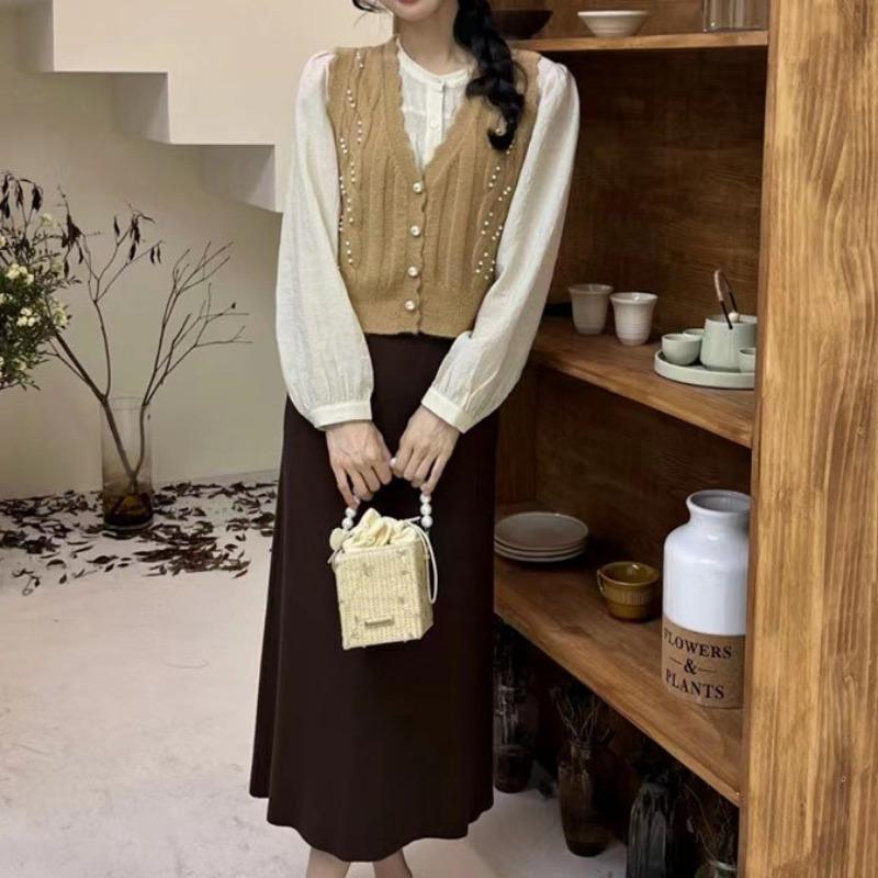 Женский осенне-зимний вязаный жилет Sweet Pearl с V-образным вырезом