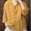 Women Summer Cotton Linen Cardigan Vintage Loose Tops Casual Shirts Tops