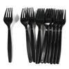 20pcs Per Pack Black PP Plastic Utensils Knife Spoon Fork Disposable Cutlery Birthday BBQ Party Supplies