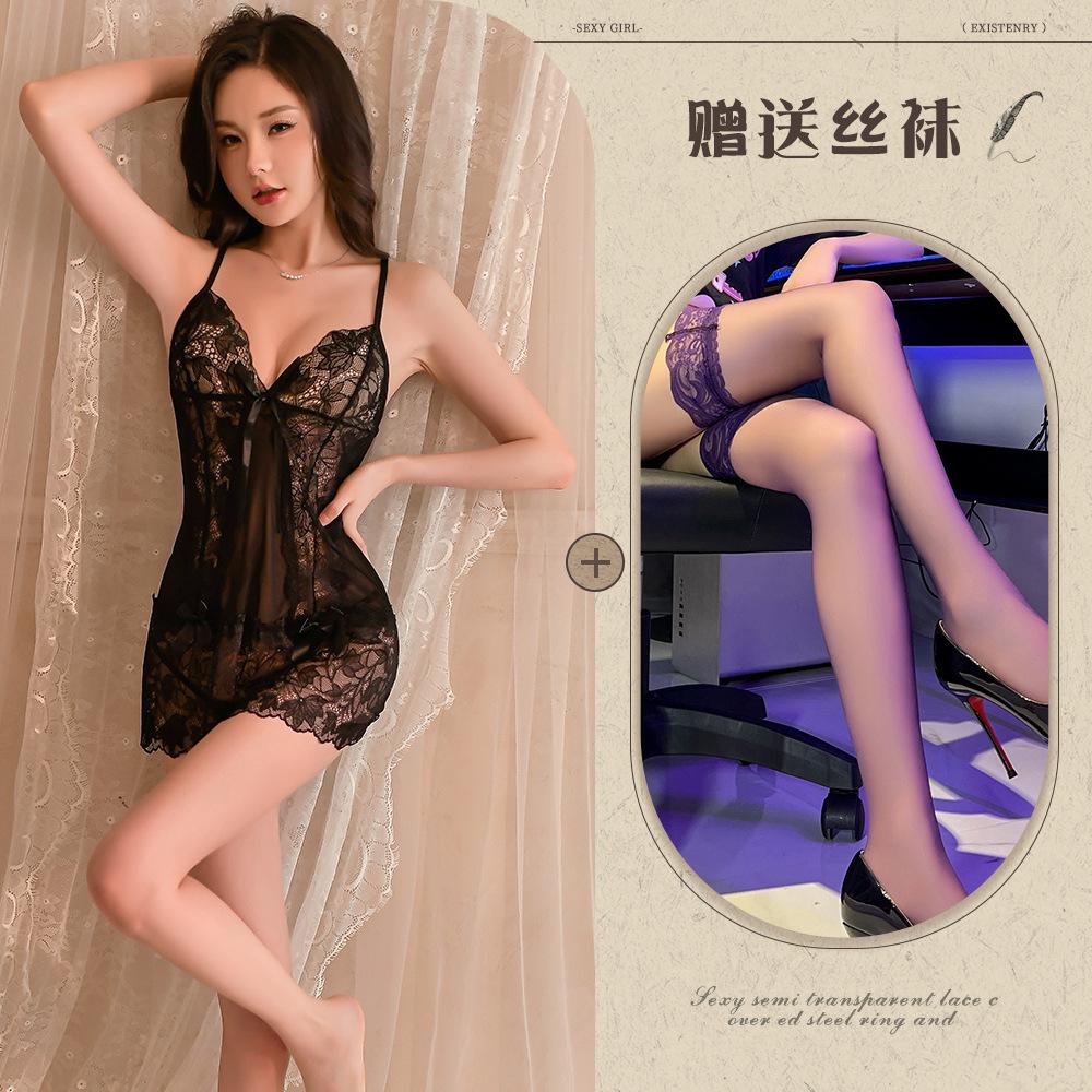 Sexy lingerie set Sexy transparent lace uniform Seduction Cosplay see-through outfit