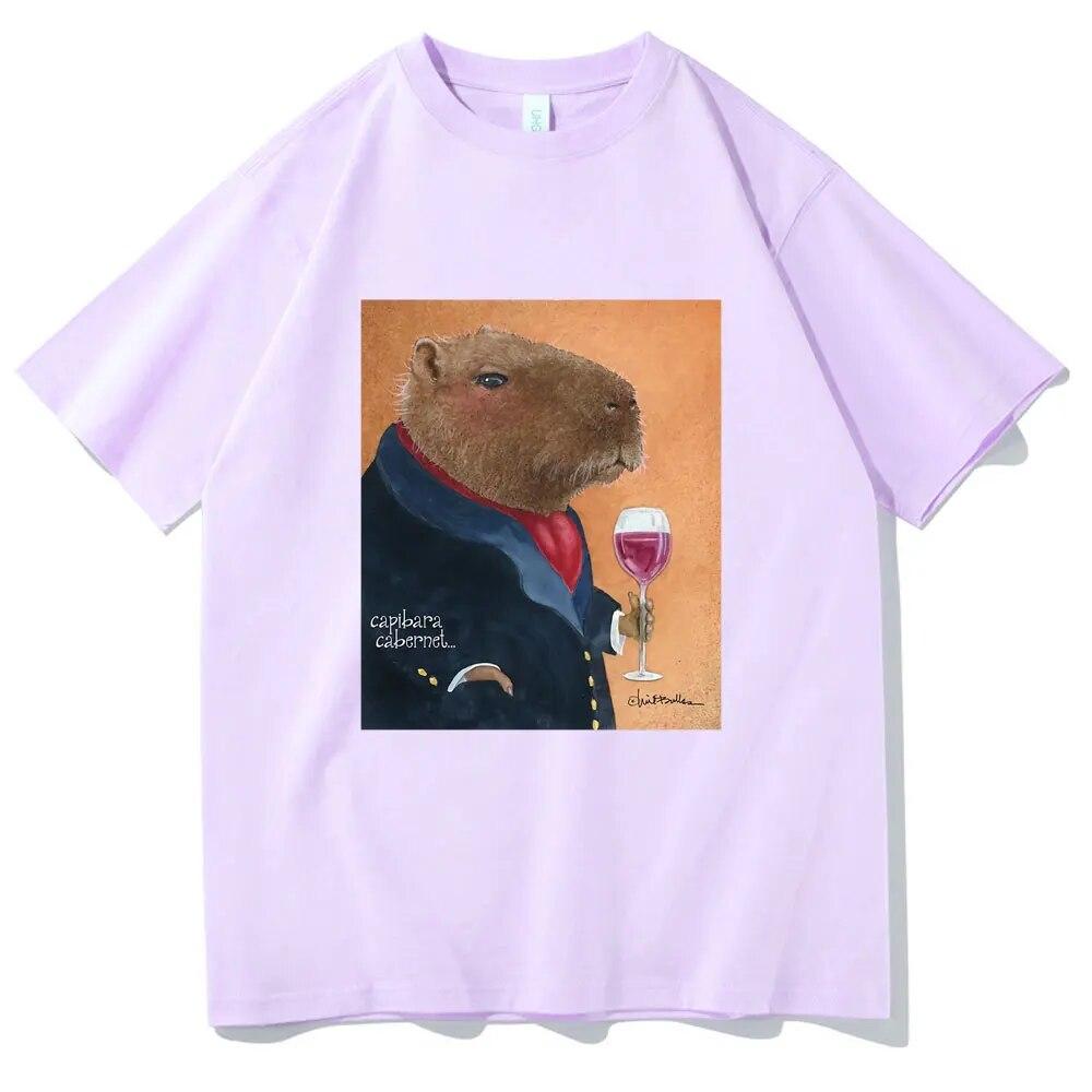 Футболка Will Bullas, забавная футболка с принтом Капибара и Каберне, унисекс, женская мода, милая футболка в стиле Харадзюку, унисекс, повседневная забавная футболка