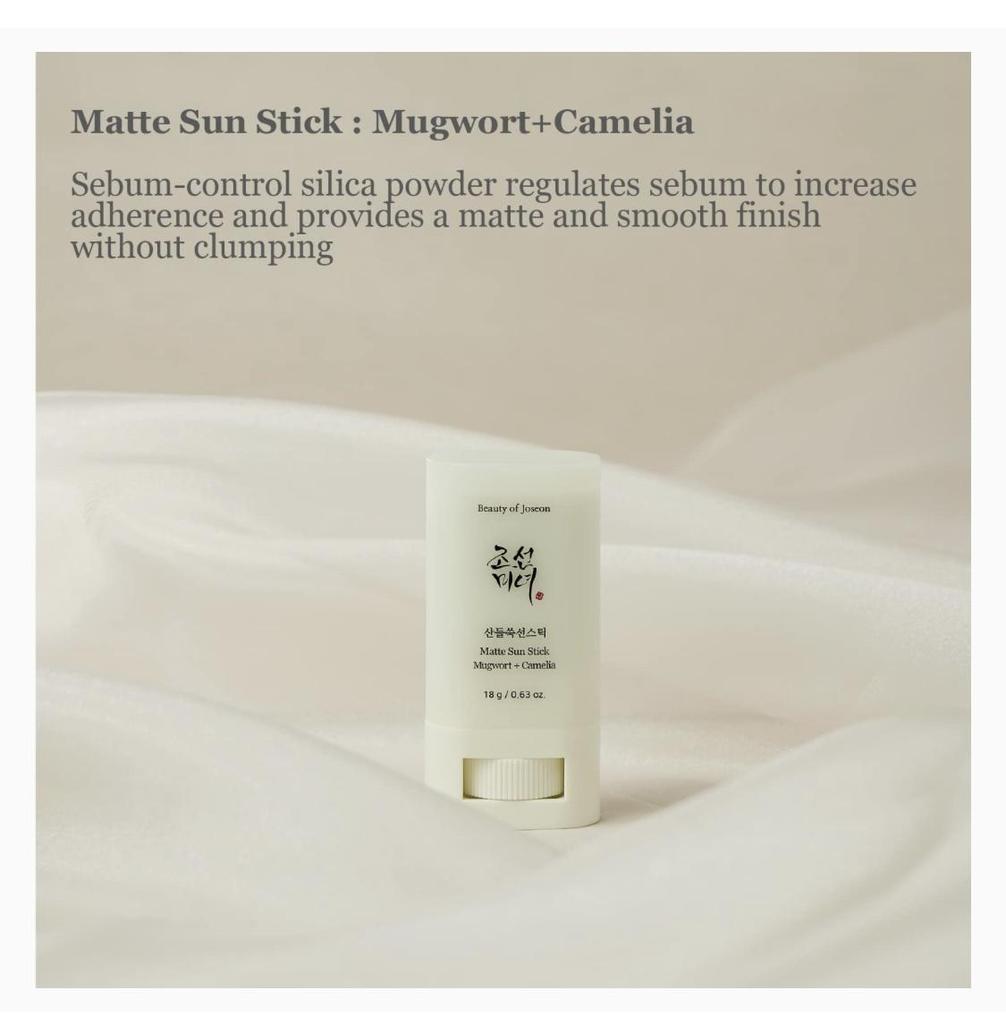 Beauty of Joseon Матовый солнцезащитный стик : Полынь+Камелия (SPF 50+ ПА++++) 18г (0,63 жидких унции)