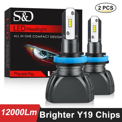 Безвентиляторные автомобильные фары H4 LED H7 H1 H3 H8 H9 H11 9005 9006 880 881 H27 HB3 HB4 12000lm 4300K ​​Желтый противотуманный фонарь Дальний свет