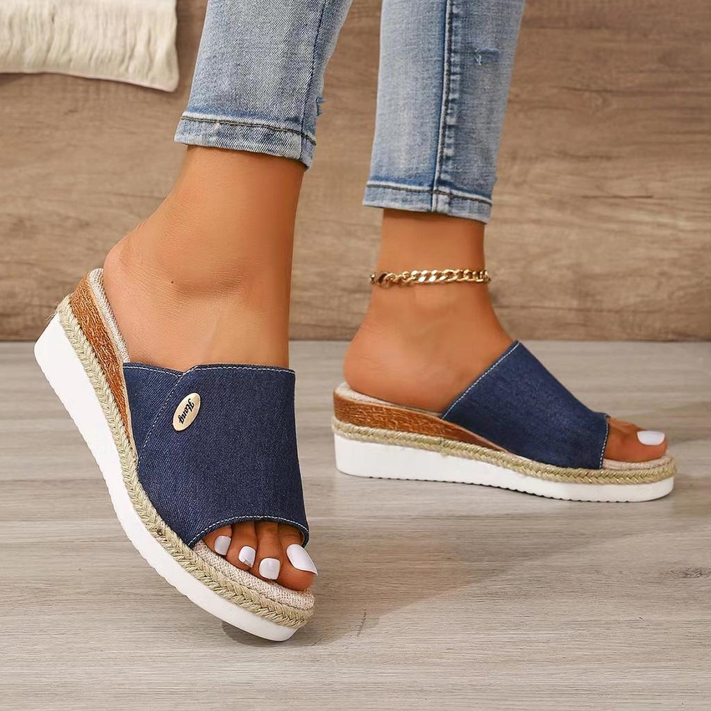 2024 Women High Heels Thick Bottom Casual Shoes Summer Wedges Sandals Women Platform Open Toe Slippers Outdoor Casual Comfort Slides