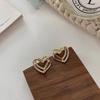 Creative Romantic Double Hollow Heart-shaped Zirconia Inlaid Earrings Women's Fashion Sweet Jewellery Valentine Day Gift