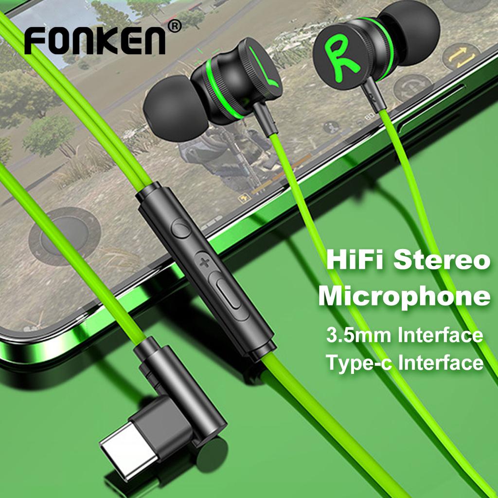 FONKEN Type C 3.5mm L Jack Magnetic Gaming Wired Earphones Hifi Sound Noise Reduction In Ear Headset With Mic Earbud For Xiaomi Huawei