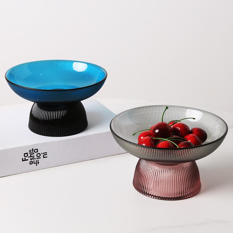 Креативная полосатая стеклянная фруктовая тарелка десертная овсяная салатница украшение для гостиной прозрачная тарелка для хранения конфет и орехов декор