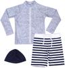 Boys Swimsuit Set Kids Striped Pants Long Sleeve Rash Guard UV Protection Sizes 3-piece UPF50+ 80-140 (120)