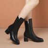 Fashion Shoes Female 2024 Hot Sale Mid-Calf Women's Boots Elegant Modern Boots Women Round Toe High Heels Buttons Side Zip Shoes Women