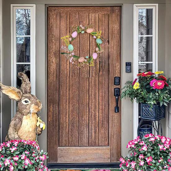 Пасхальная гирлянда Искусственная гирлянда с яйцами, ушками ягненка, листьями для весеннего камина, окна, стены, интерьера, улицы