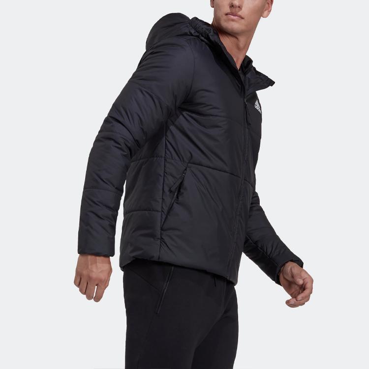 Adidas Мужская хлопковая куртка с длинными рукавами и полосатым узором с логотипом и воротником-стойкой, черная HG6276