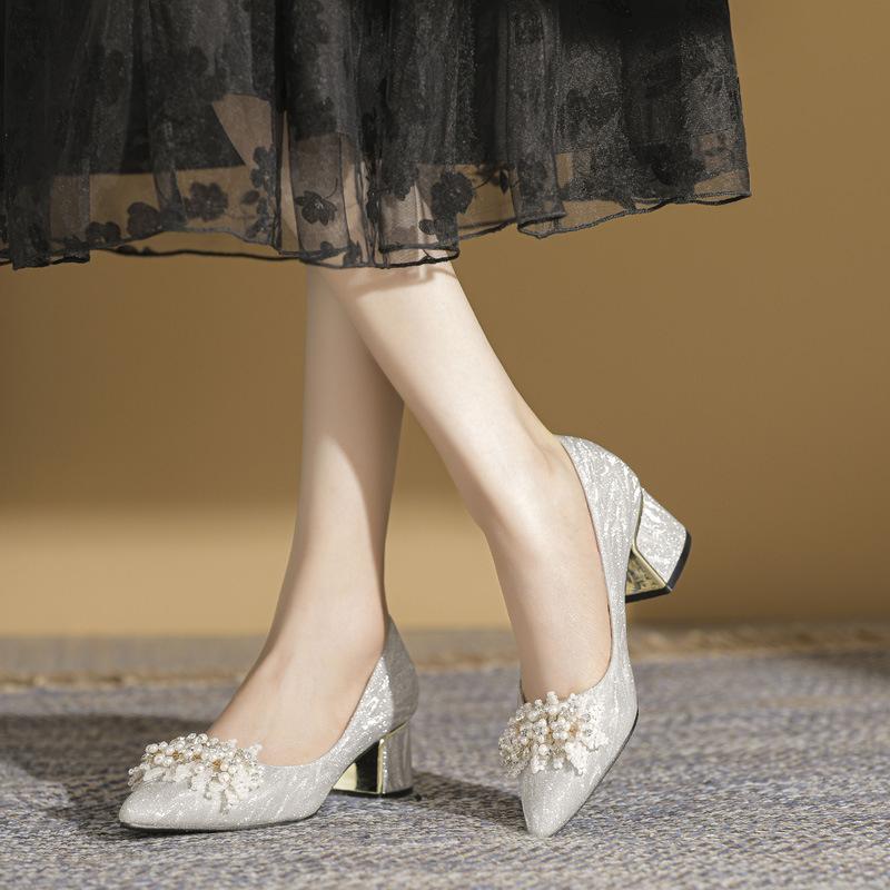 Большие свадебные туфли 41-43 золотые туфли на толстом каблуке, широкие ноги, шампанское, свадебные туфли на высоком каблуке, маленькие одинарные туфли женские цветы осень