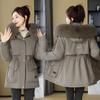 Women's Winter Cotton Clothing Plush Collar Fashion Jacket Hooded Warm Cotton Clothing