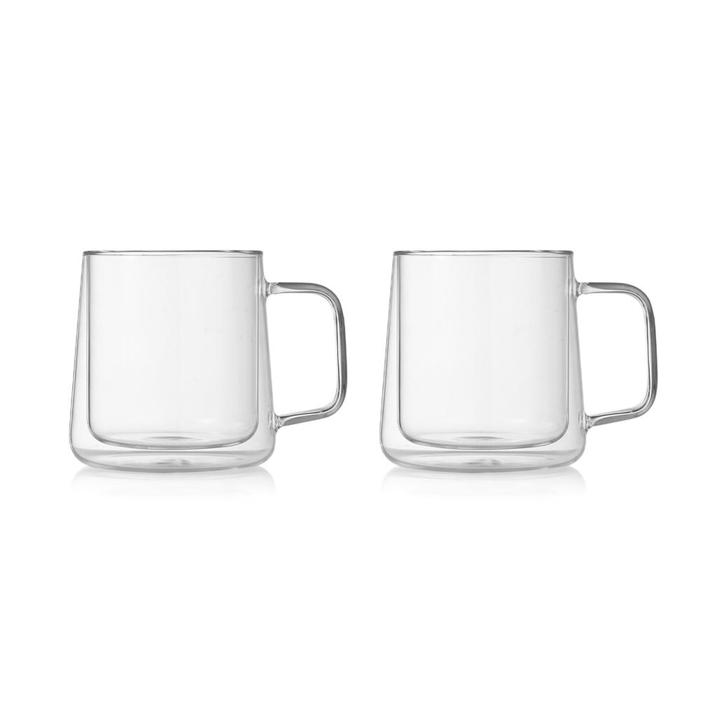 Double Wall Insulated Glass Cups, 13.5oz/24oz Glass Coffee Mugs, Clear Espresso Mugs for Latte, Cappuccino Cup with Handle