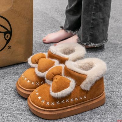 Модные зимние женские хлопковые тапочки, супер теплые, модные, удобные для дома, хлопковые туфли, нескользящие, на платформе, плюшевые, морозостойкие, ботильоны