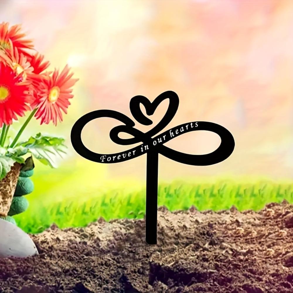 1 шт. металлическая инкрустация, мемориальный садовый столб, надгробный камень с надписью «Навсегда в наших сердцах», уличный надгробный железный указатель для двора