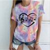Футболки Summer Music Heart Tie Dye 3D Print Футболки для женщин Уличная одежда Повседневная мода Футболка с коротким рукавом Футболка с круглым вырезом для детей Футболки Топы Одежда