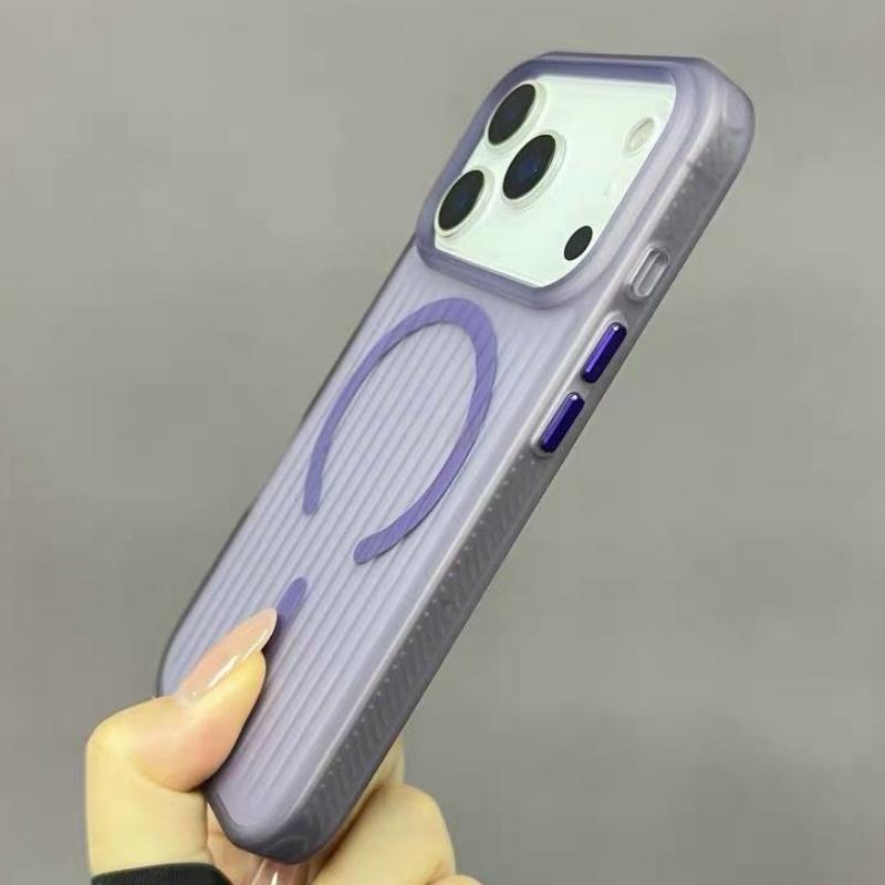 Чехол с рифленым узором Magsafe для беспроводной зарядки iPhone 17 Air 16 15 14 13 12 Pro Max, противоударный, матовый, с полосками