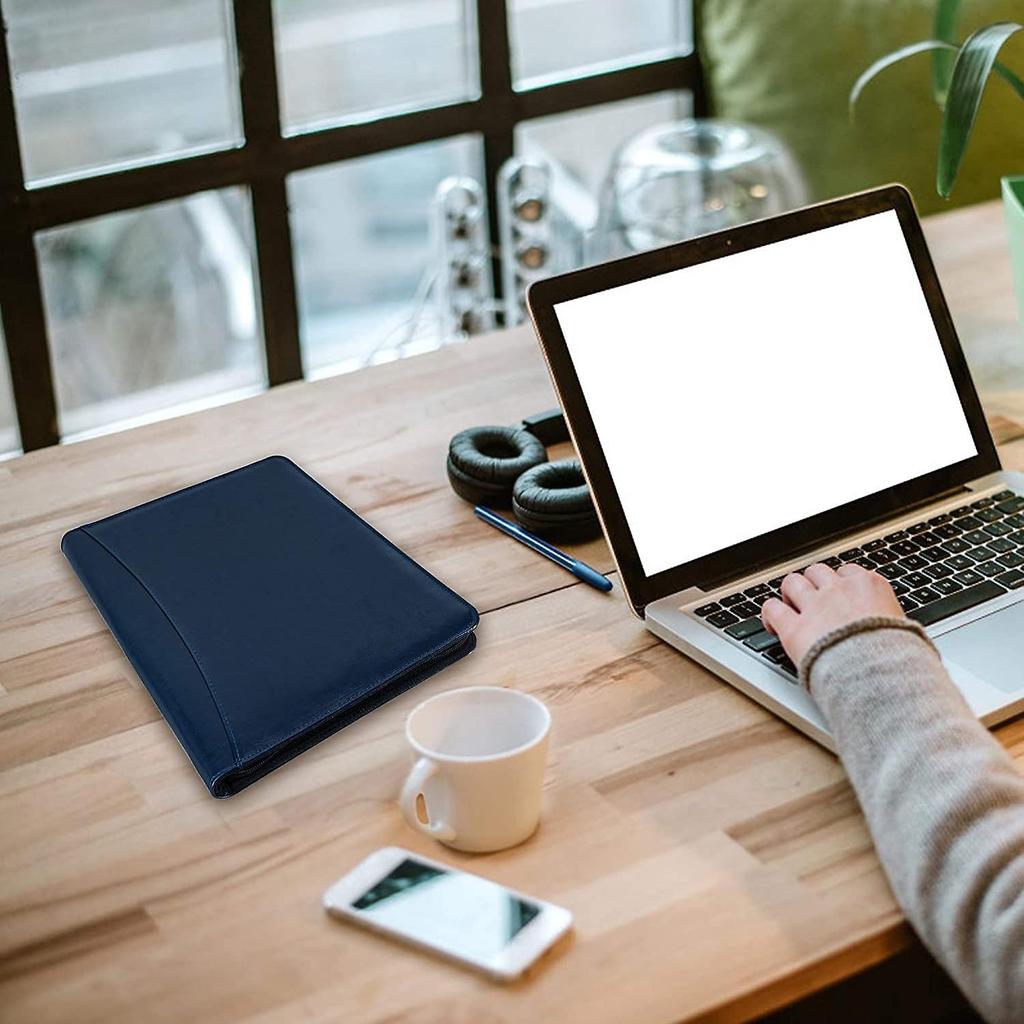 Бизнес-портфель на молнии Padfolio из искусственной кожи Папка для собеседования Резюме Органайзер для юридических документов с коричневым буфером обмена формата А4