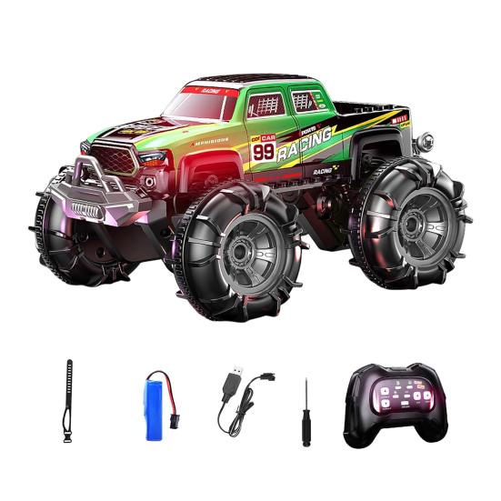 Радиоуправляемый автомобиль-амфибия для бездорожья со светодиодной подсветкой 4WD Детский электрический 2,4 ГГц RC Трюковой грузовик Перезаряжаемый Внедорожный гусеничный автомобиль Игрушка для малышей