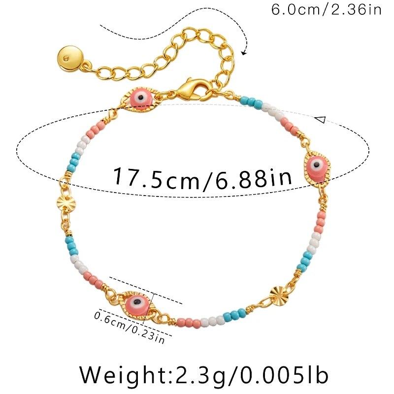 ANENJERY Красочные маленькие бусины, браслет с глазурью и глазками для женщин, браслет, ювелирные изделия для вечеринки, дня рождения, в этническом стиле