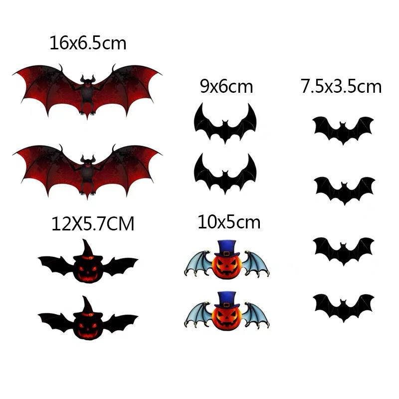 3D Halloween Wall Decor Set: PVC Pumpkin & Bat Stickers for Festive Scenes