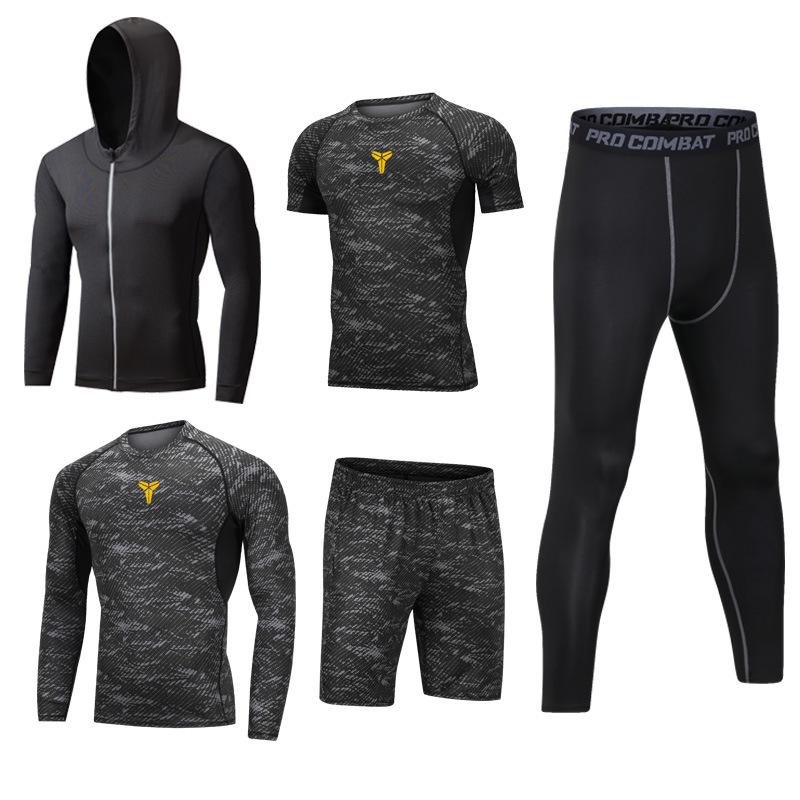 Men's 5-Piece Quick-Dry Sports & Fitness Set: Gym, Running, Basketball - All Seasons