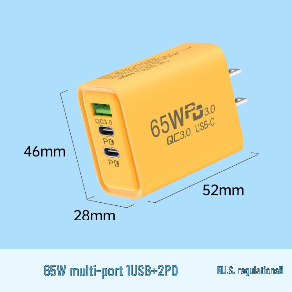 "Быстрое зарядное устройство PD65W с 4 портами USB и 2 портами Type-C, совместимо с телефонами Apple и Huawei."