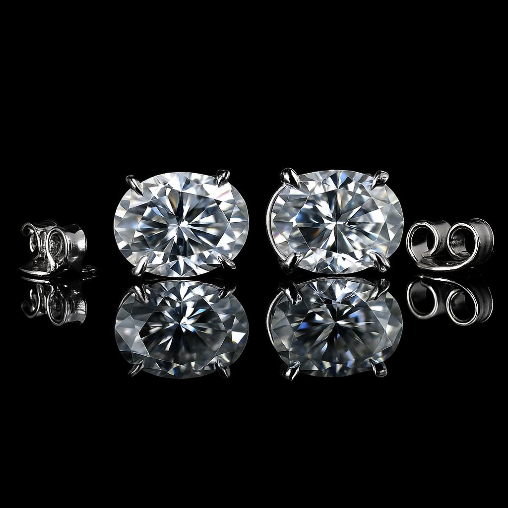 12.8 Ct Synthetic White Moissanite Oval Cut CERTIFIED Earrings Pair For Her