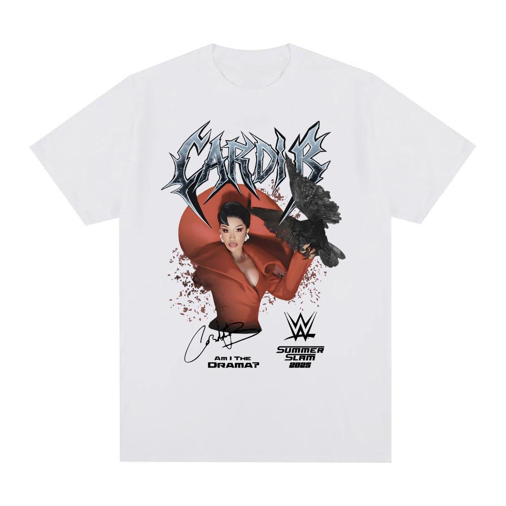 Карди Би С Подписью - Я ДРАМА Футболка Рукав Мода Круглый Вырез Футболка Лето 100% Хлопок Футболка Camiseta Hombre Летние Топы