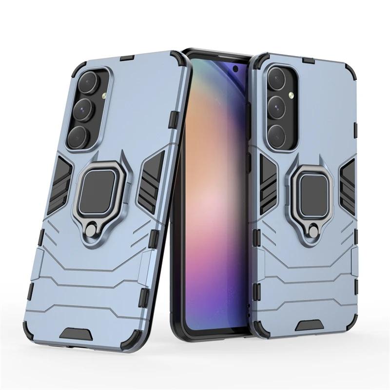 For Samsung Galaxy A55 5g Back Cover Phone Case Shockproof Armor Anti-Fall Metal Ring Holder Magnetic Protect SM-A556 Coque